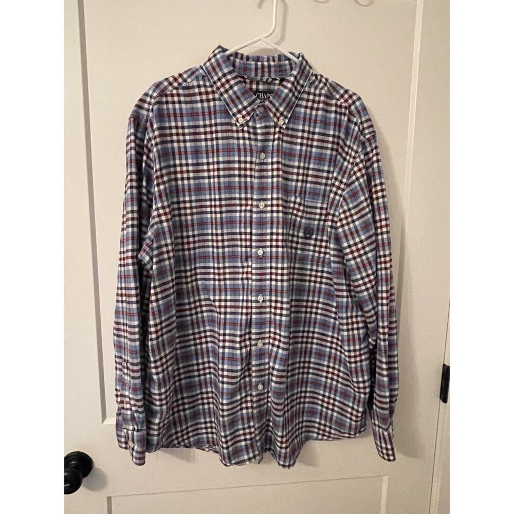 CHAPS Men’s Size XXL Flannel Long Sleeved Button Up Multicolor Plaid Shirt